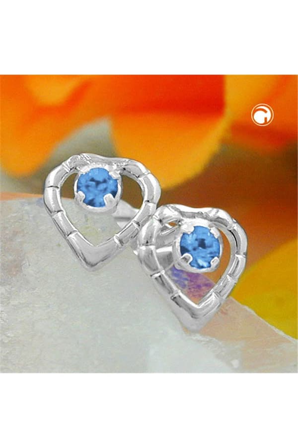 Earring Stud Heart Blue Silver 925 - GL90747