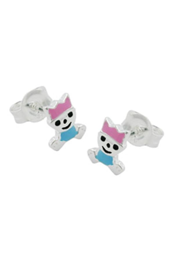 Stud Earrings Little King Pink/ Blue Silver 925 - GL90718