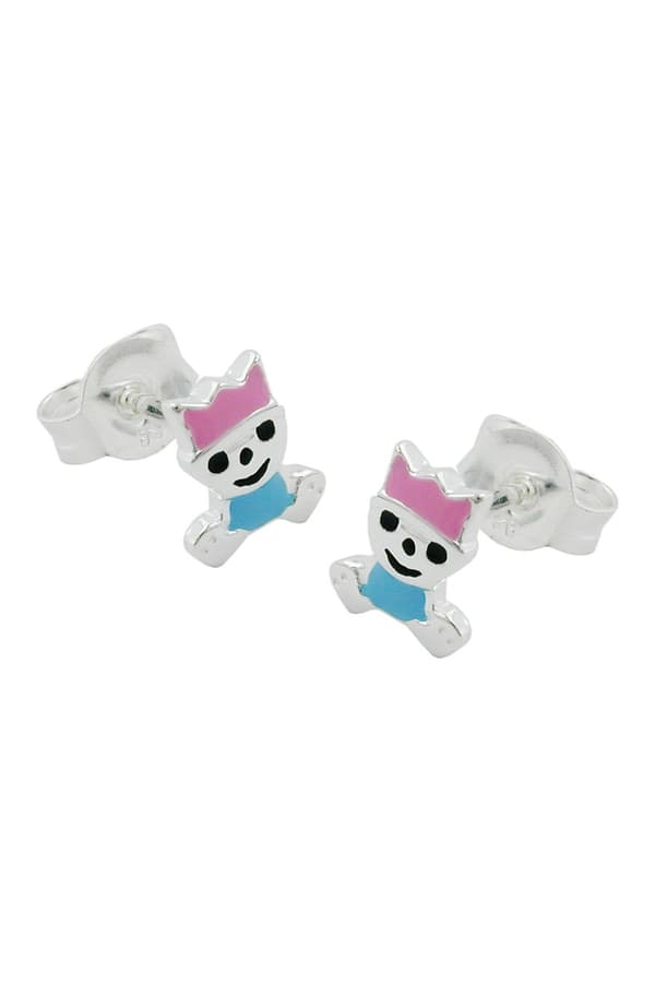 Stud Earrings Little King Pink/ Blue Silver 925 - GL90718