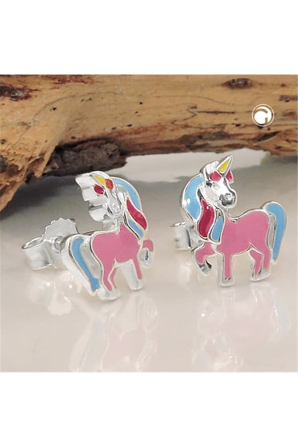 Stud Earrings Unicorn Colored Silver 925 - GL93815