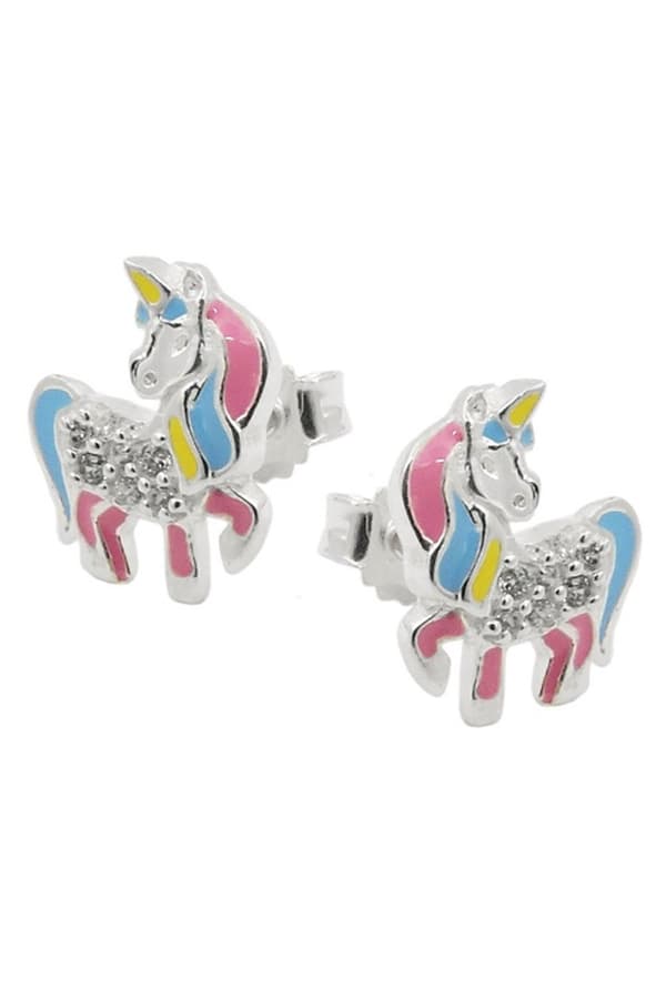 Stud Earrings Unicorn Colored Silver 925 - GL93816