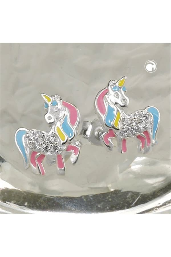 Stud Earrings Unicorn Colored Silver 925 - GL93816