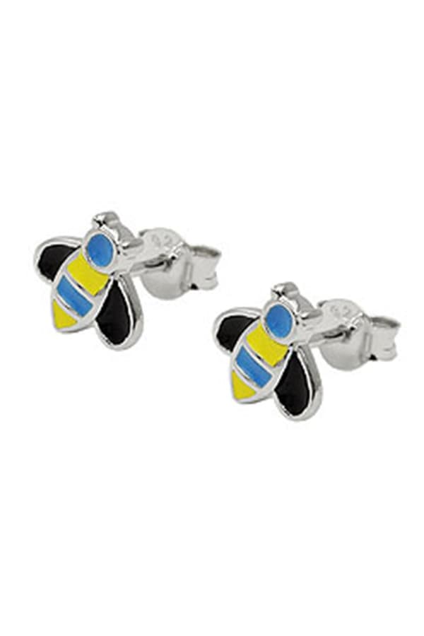 Earrings Stud Bee Blue-Yellow Silver 925 - GL93873