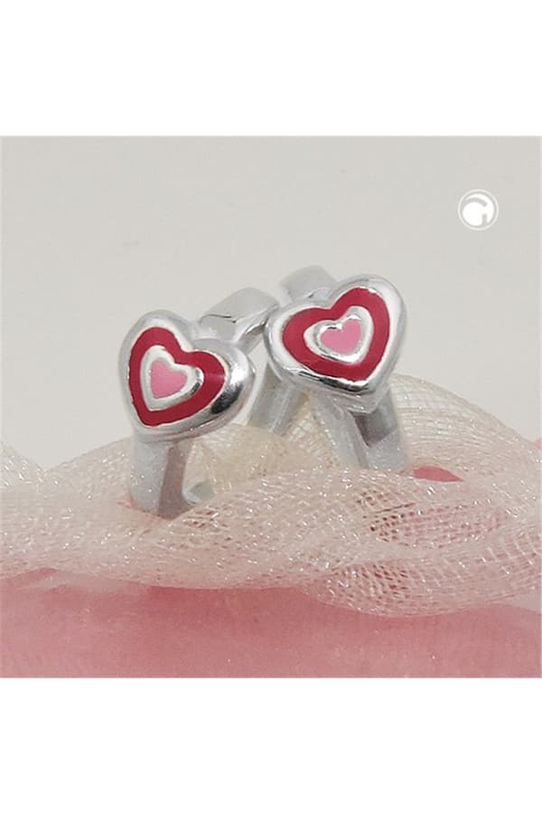 Hoop Earrings Pink-Laquered Silver 925 - GL93669