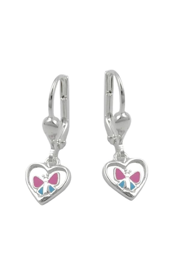 Leverback Earrings Heart Butterfly Silver 925 - GL93109