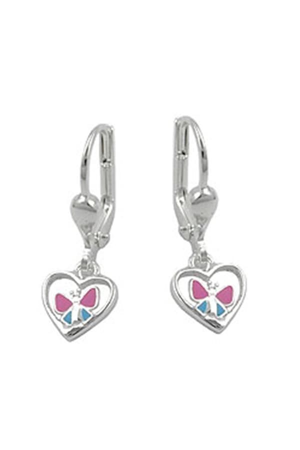 Leverback Earrings Heart Butterfly Silver 925 - GL93109