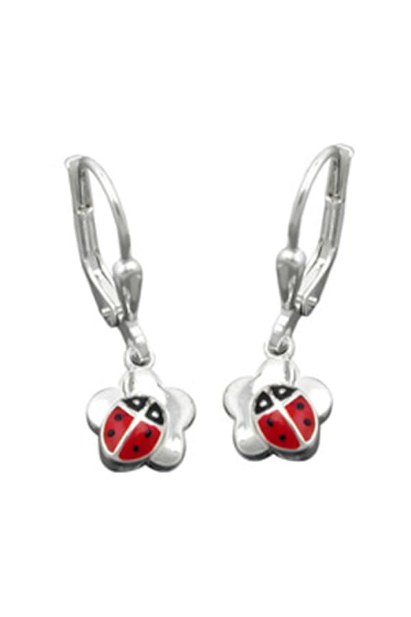 Leverback Ladybird On Flower Silver 925 - GL91721