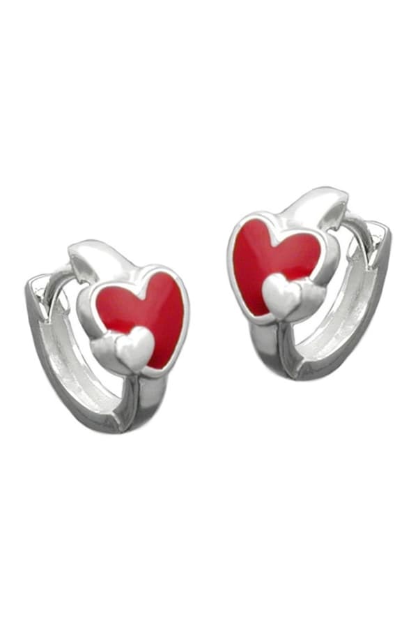 Earrings Leverback Heart Red Silver 925 - GL90735