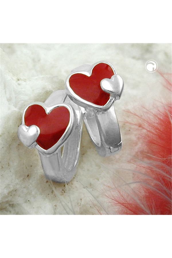 Earrings Leverback Heart Red Silver 925 - GL90735