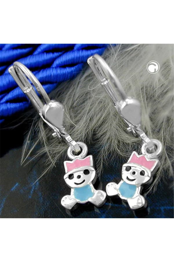 Earring Leverback Pink-Blue Silver 925 - GL90682