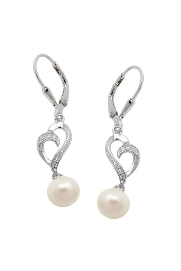 Earring Leverback Pearl Zirc. Silver 925 - GL93891