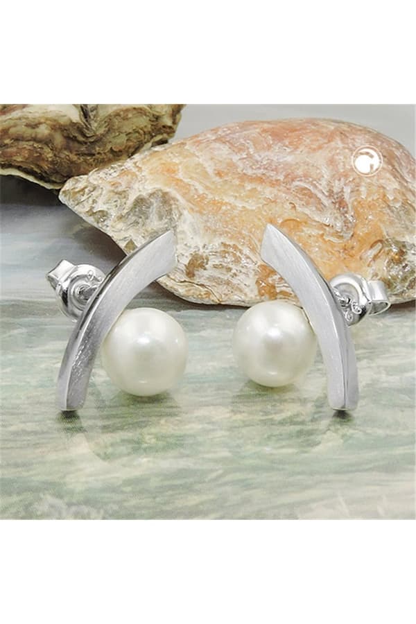 Earrings Bow Imitation Pearl Silver 925 - GL93687