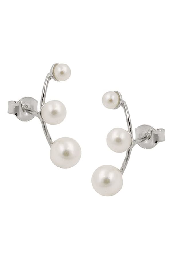 Earrings With 3 White Beads Silver 925 - GL93563