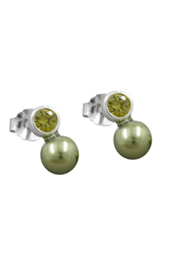 Earrings Bead And Cz Olive Silver 925 - GL91221