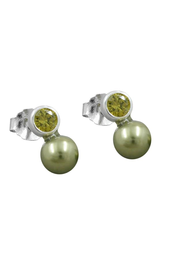 Earrings Bead And Cz Olive Silver 925 - GL91221