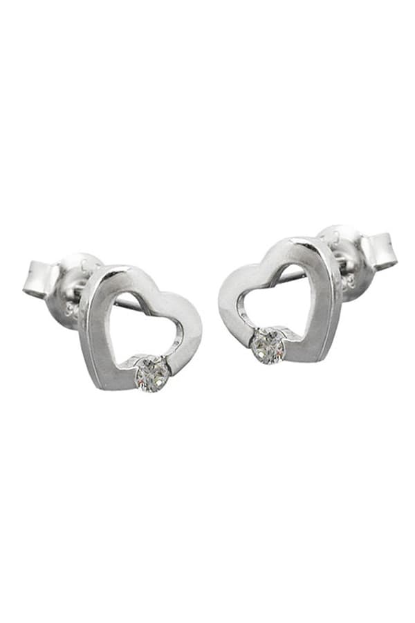 Stud Earring Heart Zirconia Silver 925 - GL93429
