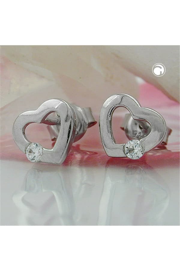 Stud Earring Heart Zirconia Silver 925 - GL93429