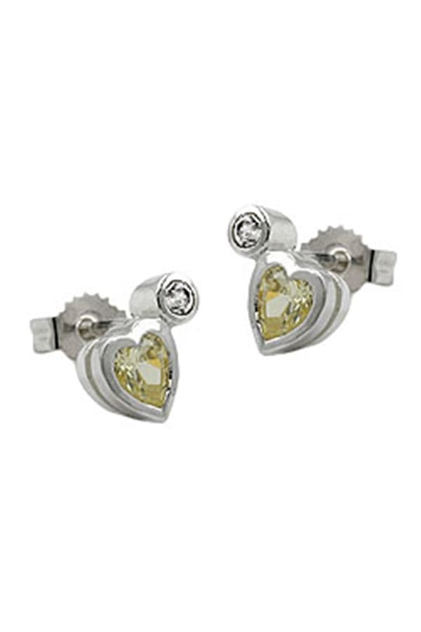 Stud Earrings Cz Peridot/ Light Green Silver 925 - GL92328