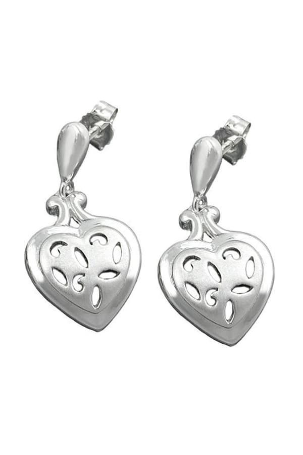 Earstuds Pierced Hearts Hanger Open Work Silver 925 - GL90005
