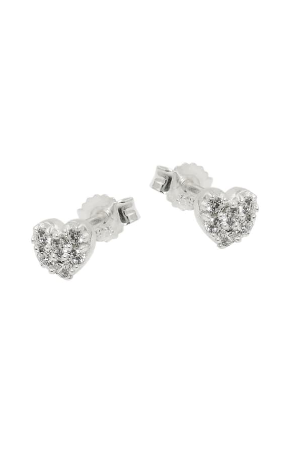 Stud Earring Heart Zirconia Silver 925 - GL93736