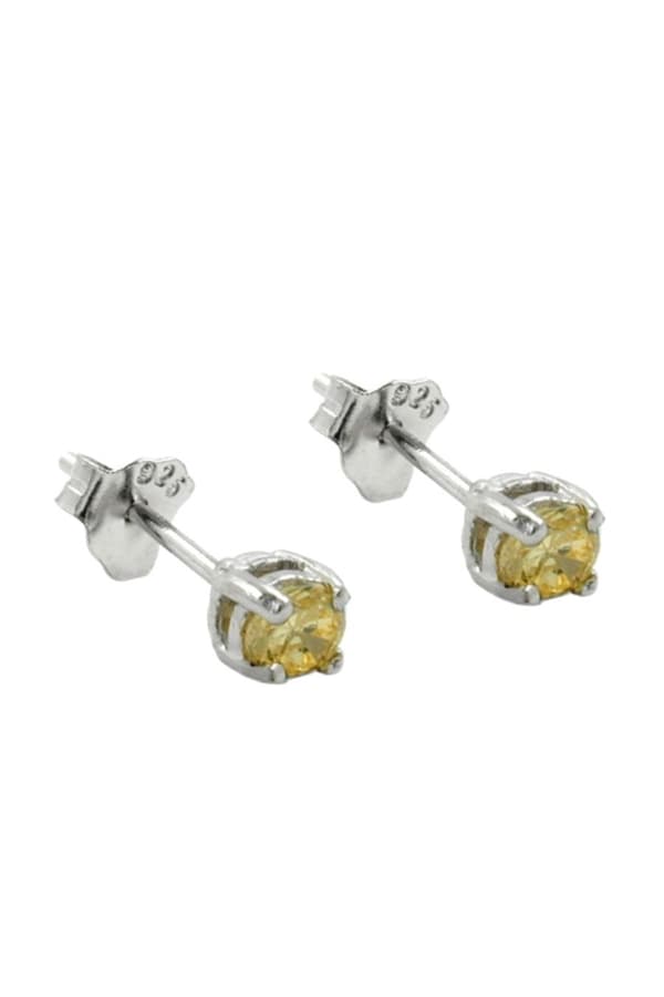 Stud Earrings Crystals 3mm Yellow Silver 925 - GL92453