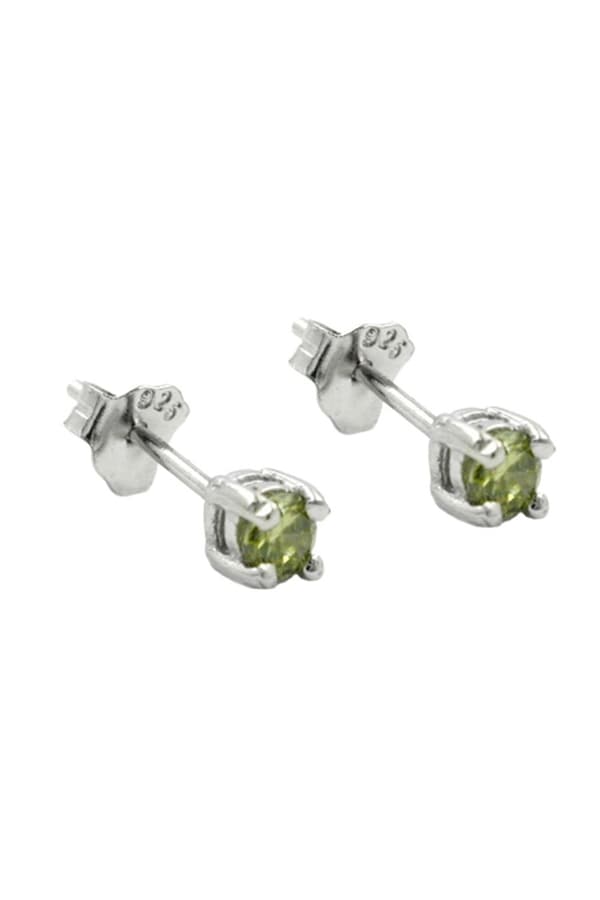 Stud Earrings Crystals 3mm Olive Green Silver 925 - GL92448