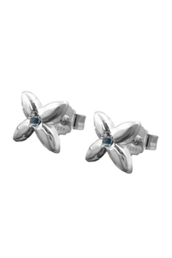 Stud Earrings Flower Light Blue Zirconia Silver 925 - GL92045