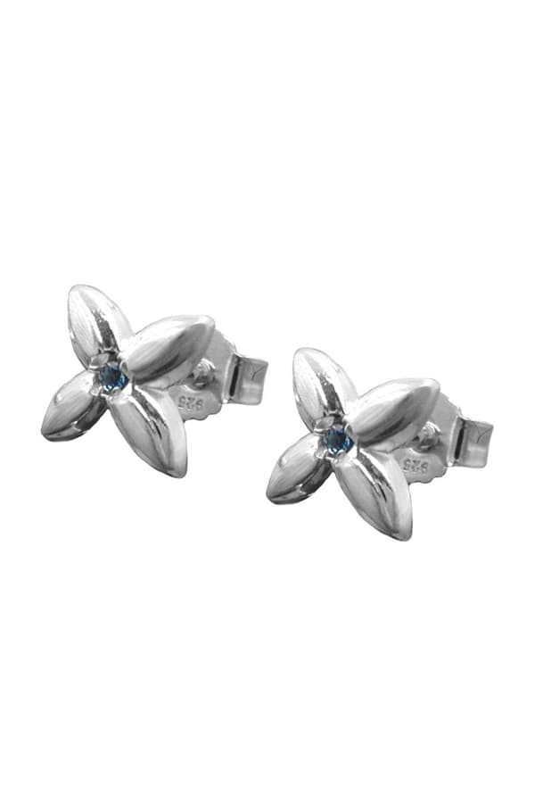 Stud Earrings Flower Light Blue Zirconia Silver 925 - GL92045