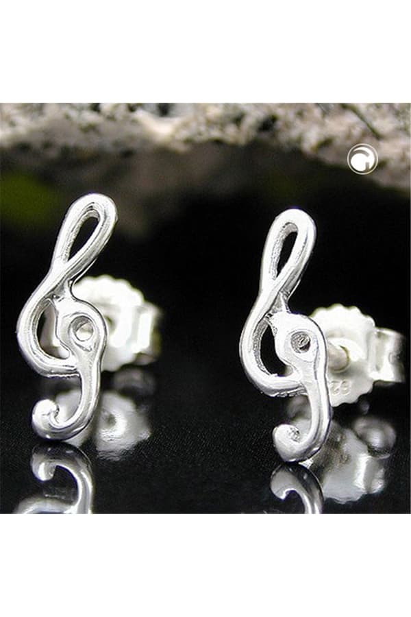 Stud Earrings 9x3mm Clef Silver 925 - GL90434