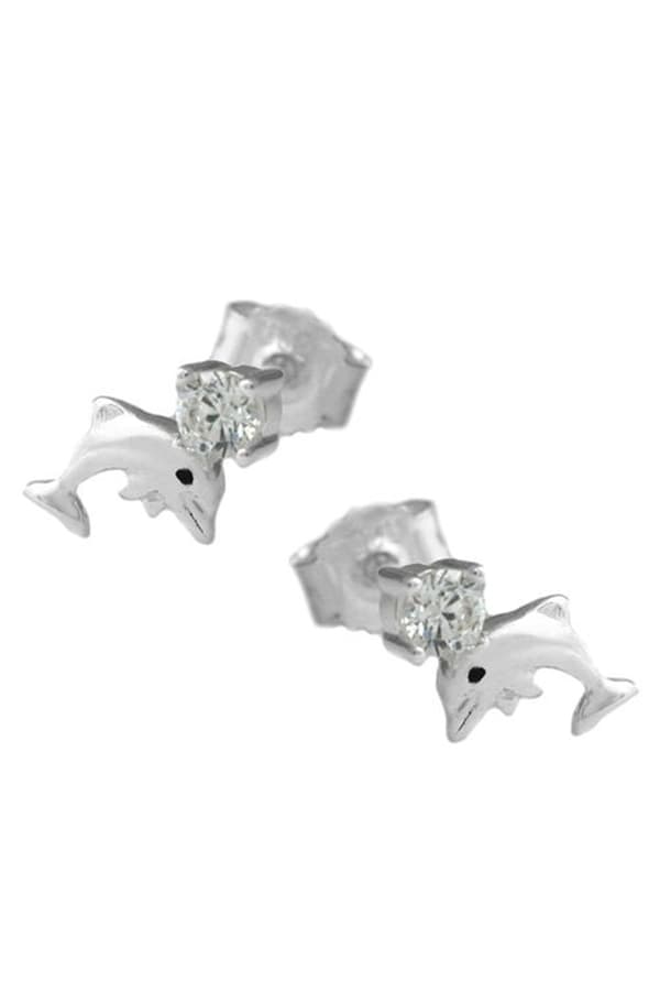 Ear Studs Dolphins With Zirconia Silver 925 - GL91647