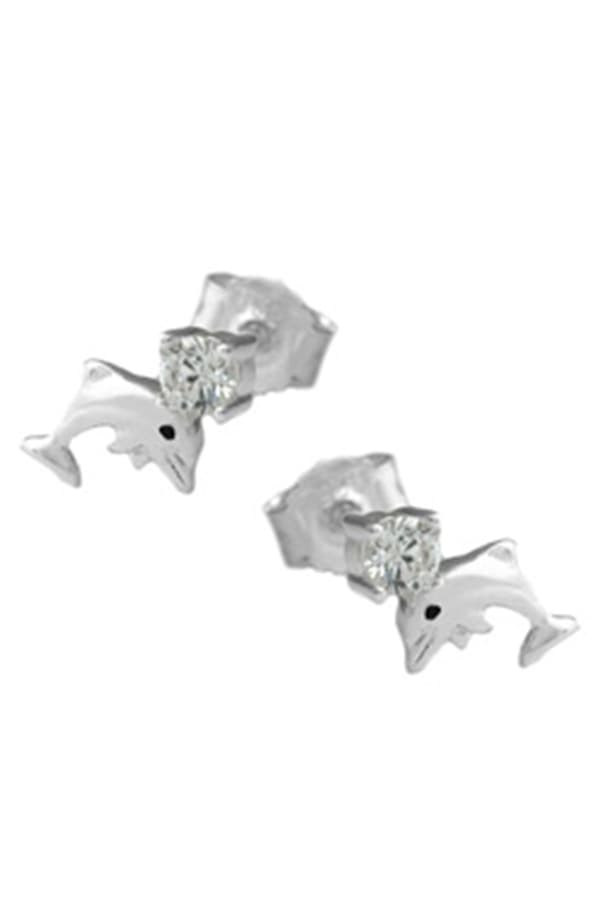 Ear Studs Dolphins With Zirconia Silver 925 - GL91647