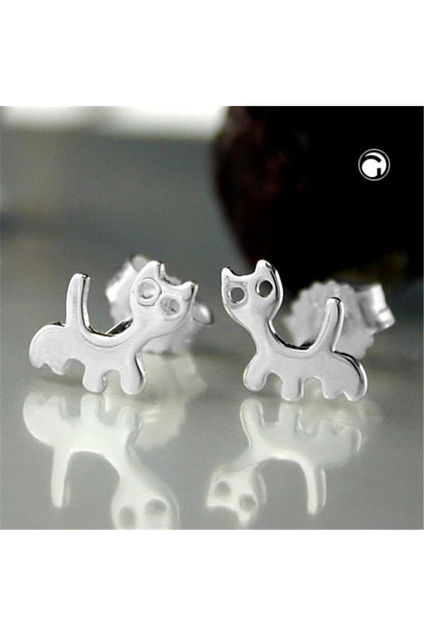 Stud Earrings Cat Silver 925 - GL91338