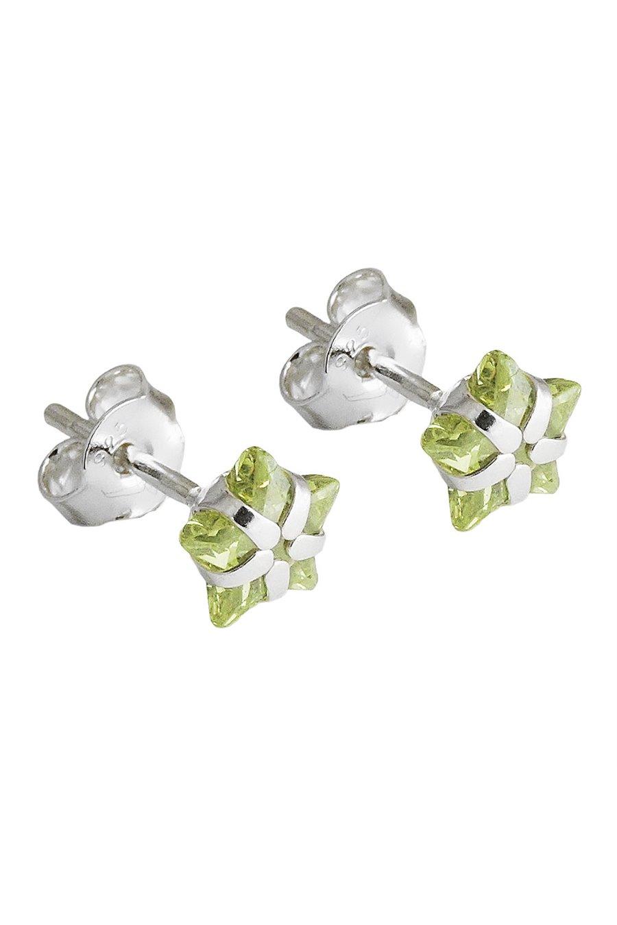 EARRING STUDS ZIRCONIA OLIVE SILVER 925