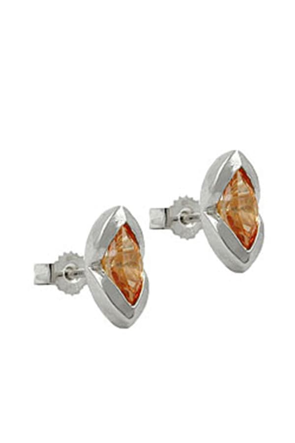 Stud Earrings Cz Champagne Silver 925 - GL92371