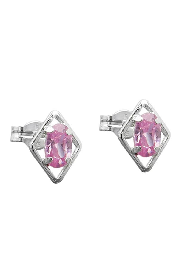 Stud Earrings Pink Zirconia Silver 925 - GL91531