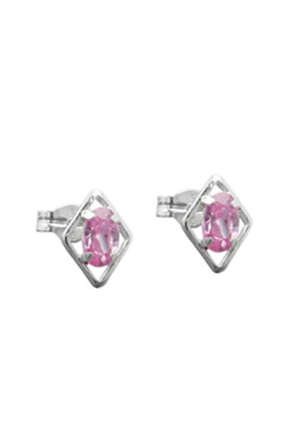 Stud Earrings Pink Zirconia Silver 925 - GL91531