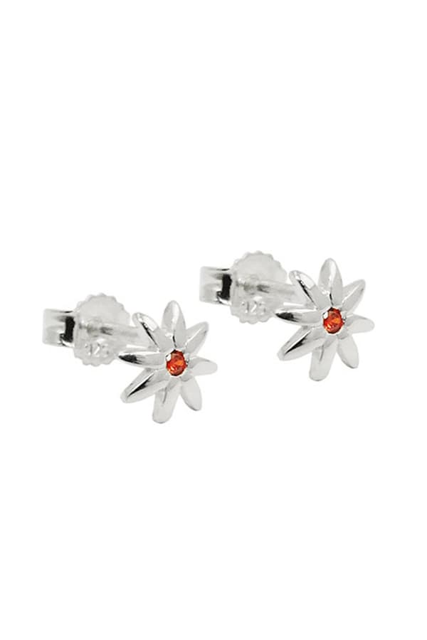 Stud Earring Zirconia Red Silver 925 - GL93721
