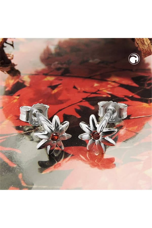 Stud Earring Zirconia Red Silver 925 - GL93721
