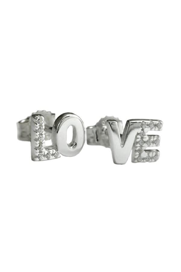 Stud Earrings Love Zirconia Silver 925 - GL91633