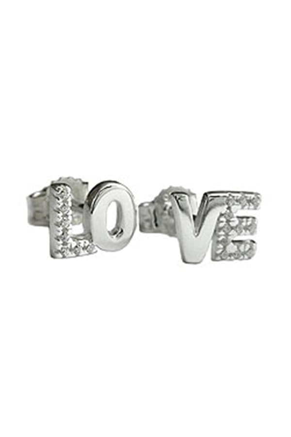 Stud Earrings Love Zirconia Silver 925 - GL91633