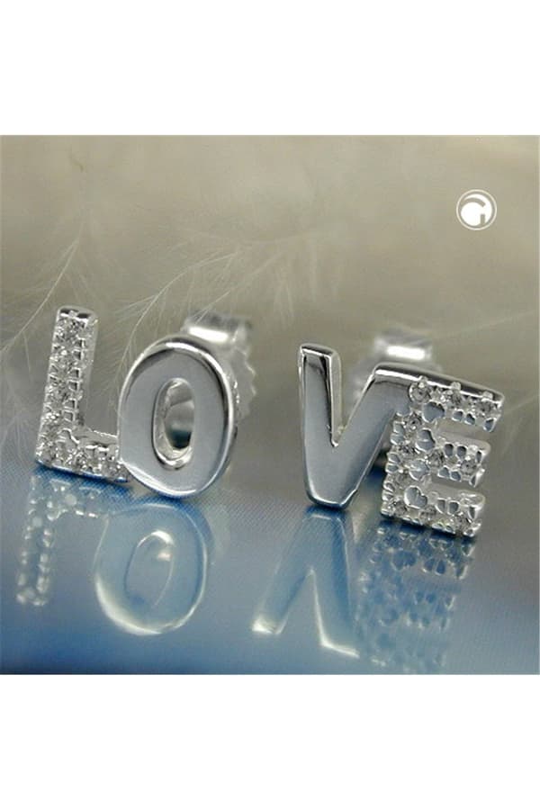 Stud Earrings Love Zirconia Silver 925 - GL91633