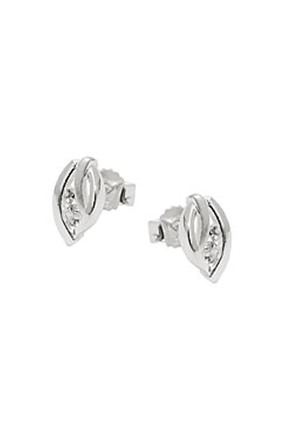 Stud Earring Leaf Zirconia Silver 925 - GL93733