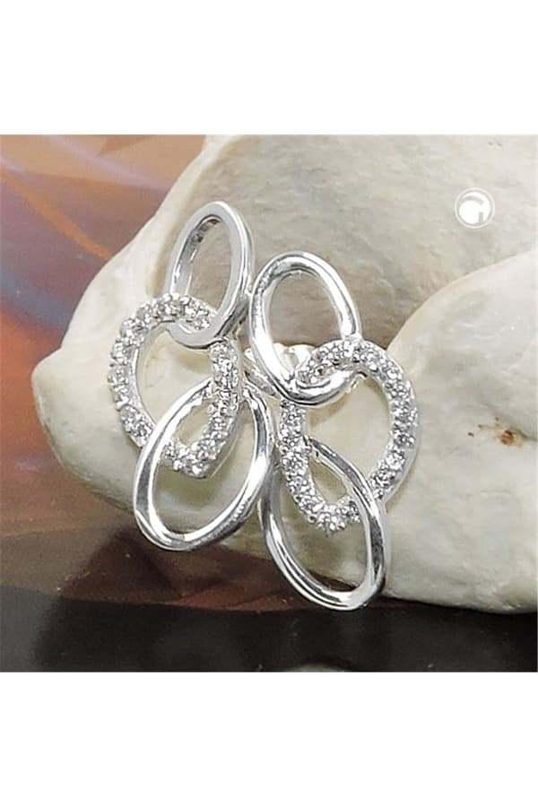 Stud Earrings With 3 Ellipses Silver 925 - GL93806