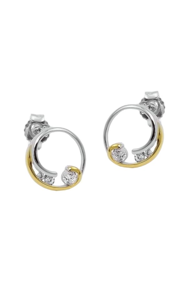 Earring Studs Two Tone Cz Silver 925 - GL93976