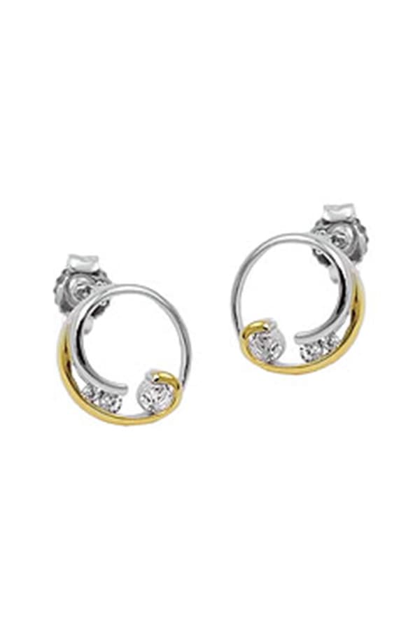 Earring Studs Two Tone Cz Silver 925 - GL93976