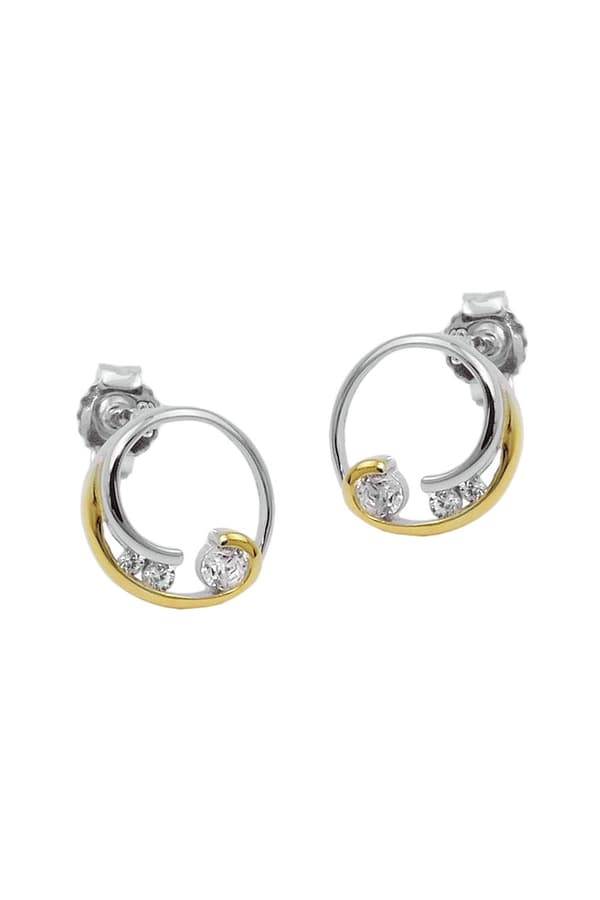 Earring Studs Two Tone Cz Silver 925 - GL93976