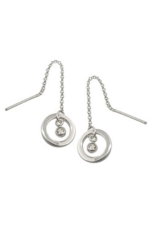 Thread Earrings Ring+Zirconia Silver 925 - GL93944