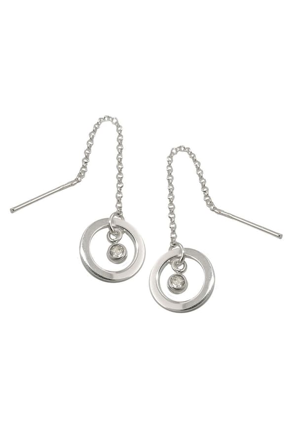 Thread Earrings Ring+Zirconia Silver 925 - GL93944