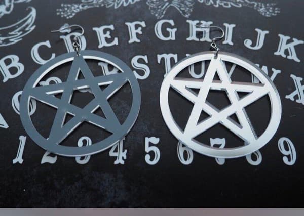 Örhängen Pentagram OVERSIZE Wicca Pagan Silver Pentacle Symbol