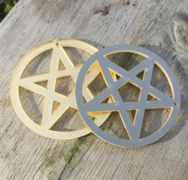 Örhängen Pentagram OVERSIZE Wicca Pagan Guld Pentacle Symbol